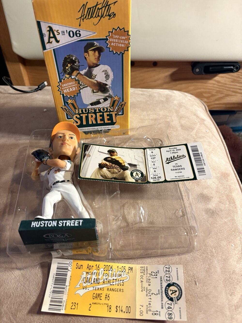 Huston Street Oakland Athletics 2006 Limited Edition Bobblehead W/ Box & Ticket